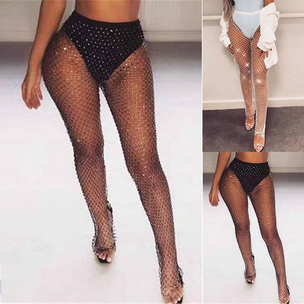 women's pants & capris crystal diamond mesh women summer hollow out transparent loose long fishnet trousers, Black;white
women's pants & capris crystal diamond mesh women summer hollow out transparent loose long fishnet trousers, Black;white