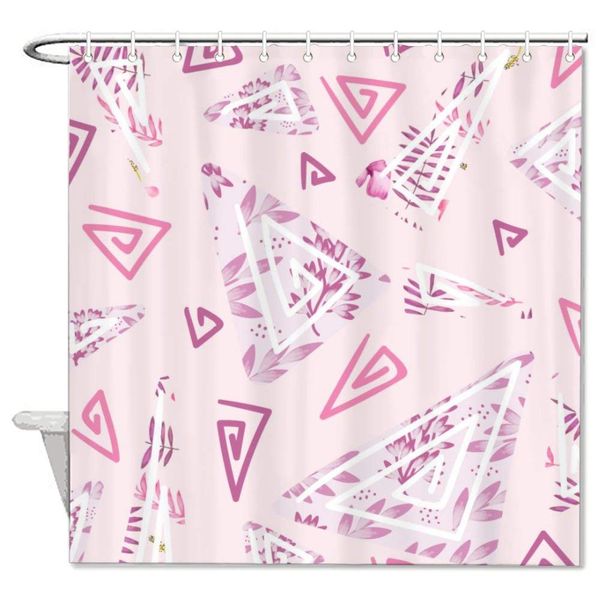 bath curtain with bathroom rugs mats matching, geometric joining together pink triangles shower curtain with 10 hooks, multi
bath curtain with bathroom rugs mats matching, geometric joining together pink triangles shower curtain with 10 hooks, multi