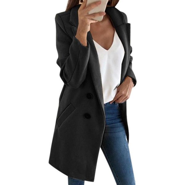 women's wool & blends autumn winter long coat for women fashion casual solid color lapel jacket thick warm woolen coats, Black
women's wool & blends autumn winter long coat for women fashion casual solid color lapel jacket thick warm woolen coats, Black