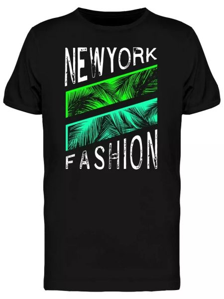 New York Fashion Palm Tree Men's Tee -Image by Shutterstock, White;black
