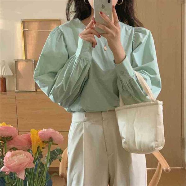 minimalist brief puff sleeves office lady vintage solid retro chic loose all match streetwear blouses 210525, White
minimalist brief puff sleeves office lady vintage solid retro chic loose all match streetwear blouses 210525, White