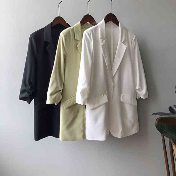 women's suits & blazers chic solid color ruched cuff mid long summer chiffon blazer thin woman notched collar slim fit suit casual jack, White;black
women's suits & blazers chic solid color ruched cuff mid long summer chiffon blazer thin woman notched collar slim fit suit casual jack, White;black