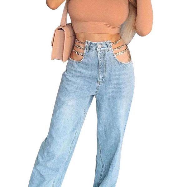 women's pants & capris arrival stylish jeans, chain high waist straight-leg for party shopping holiday vacation travelling, Black;white
women's pants & capris arrival stylish jeans, chain high waist straight-leg for party shopping holiday vacation travelling, Black;white