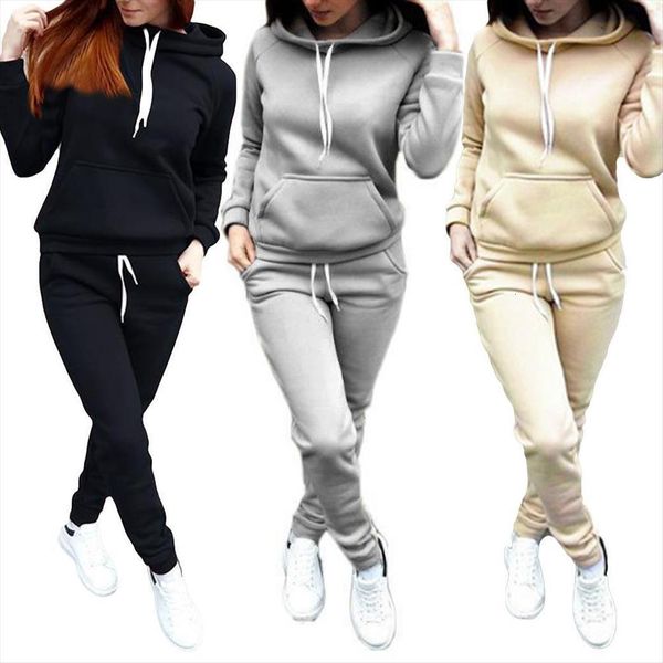 two piece sports tracksuit solid womenpant color long sleeve hoodies sweatpants set, White
two piece sports tracksuit solid womenpant color long sleeve hoodies sweatpants set, White