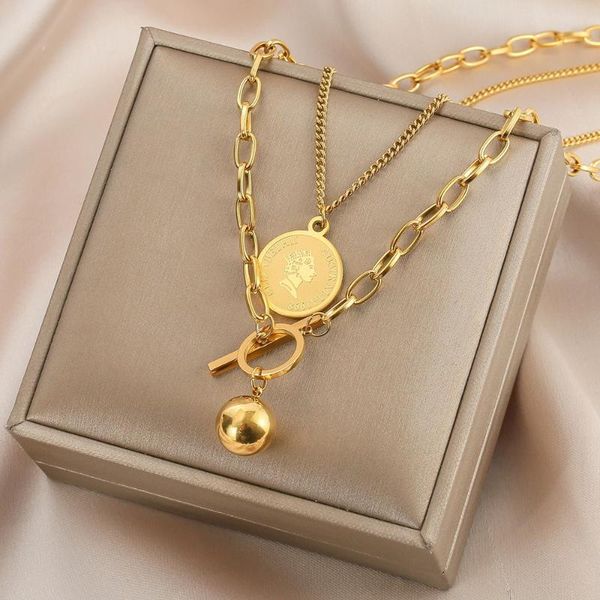 multi-layer titanium stainless pendant round portrait chain necklace for women copper choker summer jewelry gift 2021 necklaces, Silver
multi-layer titanium stainless pendant round portrait chain necklace for women copper choker summer jewelry gift 2021 necklaces, Silver