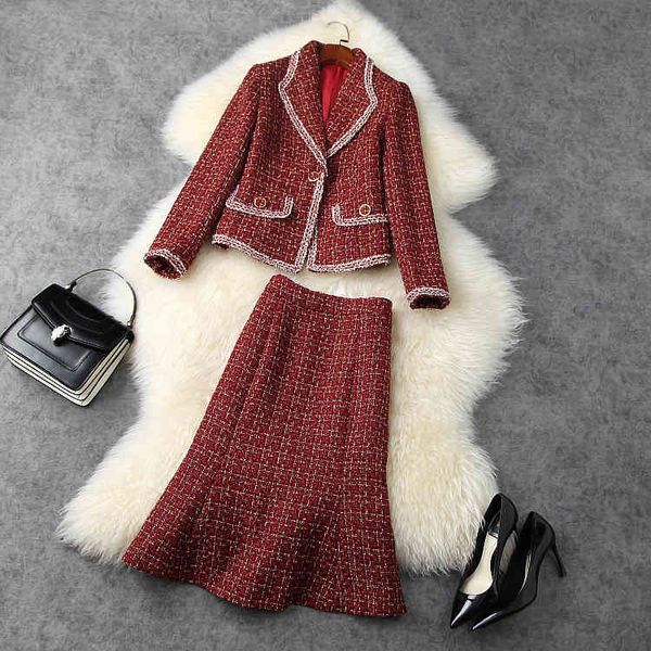 dress european and american women's wear winter style long-sleeved tweed coat fishtail skirt fashionable two-piece suit byr0, White
dress european and american women's wear winter style long-sleeved tweed coat fishtail skirt fashionable two-piece suit byr0, White