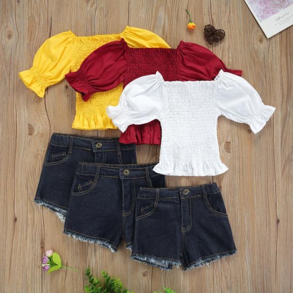 clothing sets children solid color clothes set, girls long sleeve off-shoulder + short jeans with pocket summer 2021, White
clothing sets children solid color clothes set, girls long sleeve off-shoulder + short jeans with pocket summer 2021, White