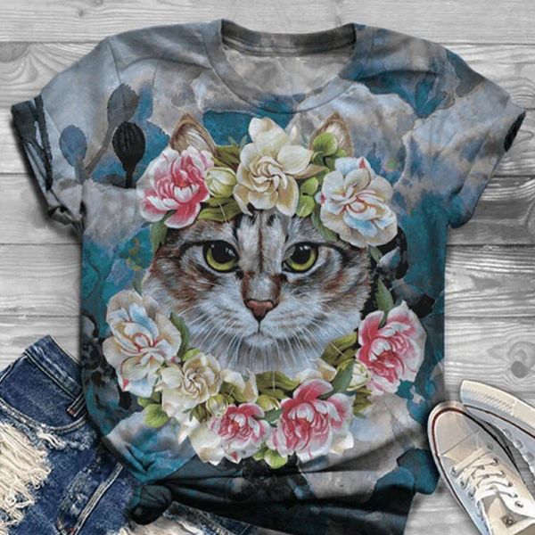 women's t-shirt aesthetic woman tshirts harajuku 3d cat printed women summer short sleeved with round neck magliette, White
women's t-shirt aesthetic woman tshirts harajuku 3d cat printed women summer short sleeved with round neck magliette, White