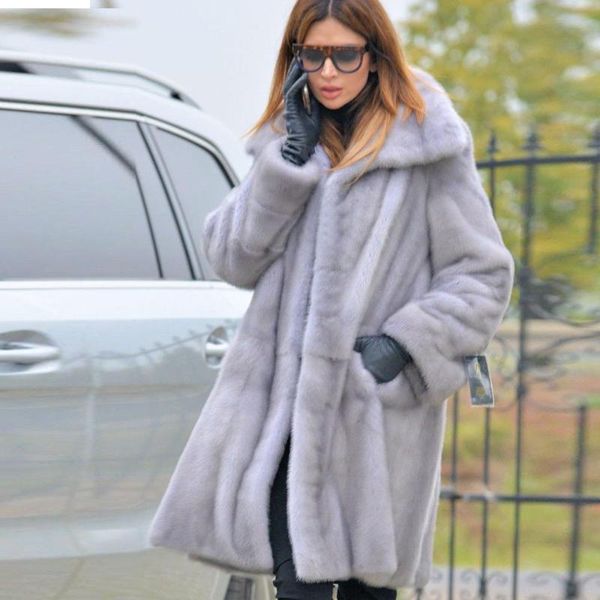 women's fur & faux grey long real mink coats women winter fashion whole skin coat with turn-down collar sleeve warm outwear, Black
women's fur & faux grey long real mink coats women winter fashion whole skin coat with turn-down collar sleeve warm outwear, Black