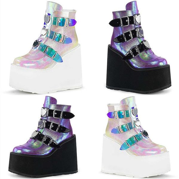boots women fashion punk female brand metal buckle ankle high platform wedges heels shoes woman, Black
boots women fashion punk female brand metal buckle ankle high platform wedges heels shoes woman, Black
