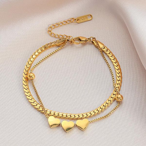 link, chain romantic heart stainless steel bracelet for women upscale charm gold color snake 2 layer jewelry girlfriend gift, Black
link, chain romantic heart stainless steel bracelet for women upscale charm gold color snake 2 layer jewelry girlfriend gift, Black