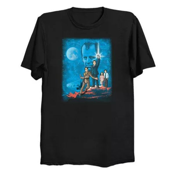 office wars lightsaber alien friends space wars galaxy mashup black tshirt, White;black
office wars lightsaber alien friends space wars galaxy mashup black tshirt, White;black