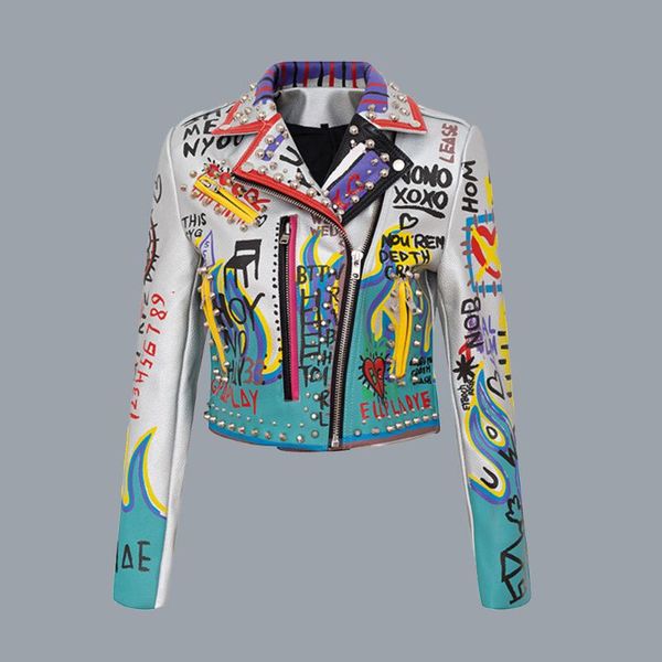 women's jackets letter printed pu jacket rivet 2021 autumn winter fashion chic punk motorcycle graffiti zipper coat hit color print out, Black;brown
women's jackets letter printed pu jacket rivet 2021 autumn winter fashion chic punk motorcycle graffiti zipper coat hit color print out, Black;brown