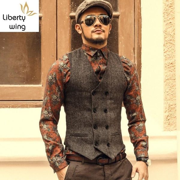 men's vests fashion european double breasted v-neck wool blends mens casual slim fit plus size male suit short waistcoats formal wear, Black;white
men's vests fashion european double breasted v-neck wool blends mens casual slim fit plus size male suit short waistcoats formal wear, Black;white
