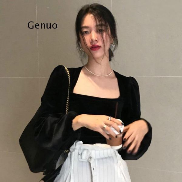 retro gold velet square collar puff long sleeve short t shirt solid slim fit temperament autumn spring tee women's t-shirt, White
retro gold velet square collar puff long sleeve short t shirt solid slim fit temperament autumn spring tee women's t-shirt, White