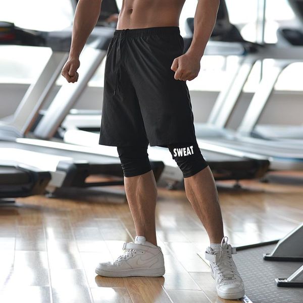 running shorts men basketball sport 2 in 1 jogging fitness training quick dry gym tight short 3/4 pants, Black;blue
running shorts men basketball sport 2 in 1 jogging fitness training quick dry gym tight short 3/4 pants, Black;blue
