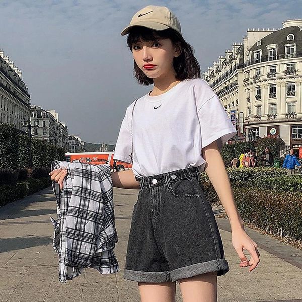 women's shorts summer 2021 women high waist button wigh leg jeans casual female loose fit blue denim, White;black
women's shorts summer 2021 women high waist button wigh leg jeans casual female loose fit blue denim, White;black