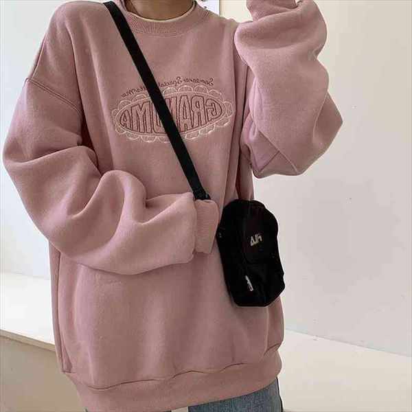 women loose pink sweatshirt letter embroidery round neck long sleeves hoodies spring thickening 2 in 1 pullovers warm, Black
women loose pink sweatshirt letter embroidery round neck long sleeves hoodies spring thickening 2 in 1 pullovers warm, Black