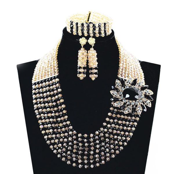earrings & necklace honoeable black and champa gold jewelry set 8 layers crystal wedding bridal beaded wx007, Silver
earrings & necklace honoeable black and champa gold jewelry set 8 layers crystal wedding bridal beaded wx007, Silver