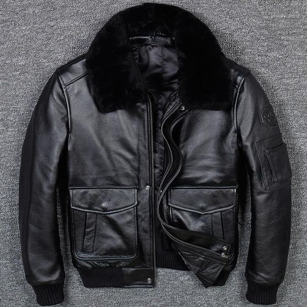 black men usaf pilot leather jacket wool collar plus size 3xl genuine cowhide winter russian a2 natural coat men's & faux
black men usaf pilot leather jacket wool collar plus size 3xl genuine cowhide winter russian a2 natural coat men's & faux