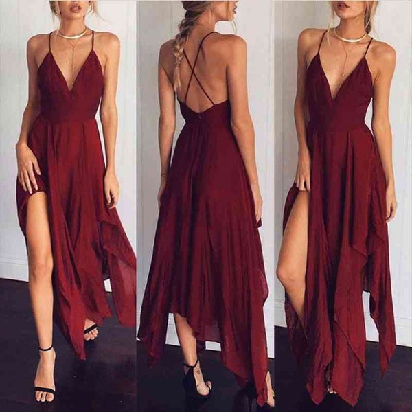 summer solid color evening women dress party long open back sundress sleeveless v-neck irregular split maxi vestidos, Black;gray
summer solid color evening women dress party long open back sundress sleeveless v-neck irregular split maxi vestidos, Black;gray