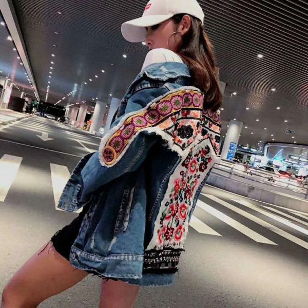 women's jackets coat flower embroidery denim women vintage spring basic 2021 harajuku casual ripped jean jacket outerwear, Black;brown
women's jackets coat flower embroidery denim women vintage spring basic 2021 harajuku casual ripped jean jacket outerwear, Black;brown