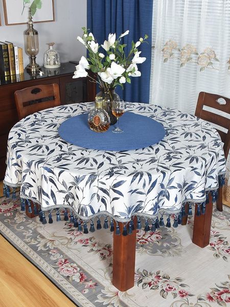 table cloth round printed tablecloth nordic style rotating double deck fabric two-color elegant tassels
table cloth round printed tablecloth nordic style rotating double deck fabric two-color elegant tassels