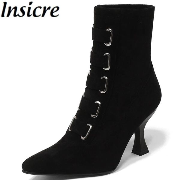 boots insicre fuax kid suede women ankle pointed toe metal knot 2021 winter shoes thin high heels black elastic fabric
boots insicre fuax kid suede women ankle pointed toe metal knot 2021 winter shoes thin high heels black elastic fabric