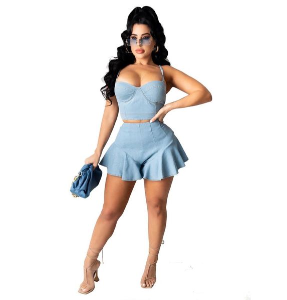 women's tracksuits donsignet women shorts skirts set fashion casual suspenders chest-wrapped backless activities buckle denim two-piece, Gray
women's tracksuits donsignet women shorts skirts set fashion casual suspenders chest-wrapped backless activities buckle denim two-piece, Gray