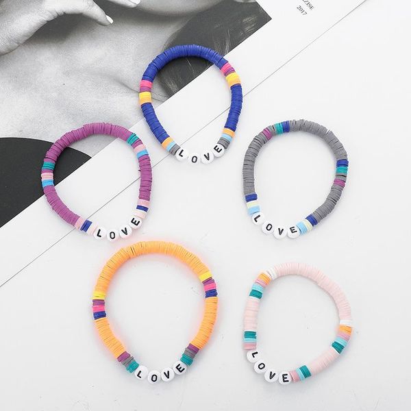 beaded, strands 6mm diy letter polymer clay bracelet for women boho adjustable elastic handmade love beads summer beach jewelry gift supplie, Black
beaded, strands 6mm diy letter polymer clay bracelet for women boho adjustable elastic handmade love beads summer beach jewelry gift supplie, Black