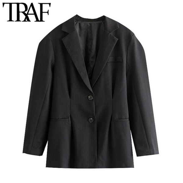women fashion single breasted loose blazer coat vintage notched collar long sleeve female outerwear chic 210507, White;black
women fashion single breasted loose blazer coat vintage notched collar long sleeve female outerwear chic 210507, White;black
