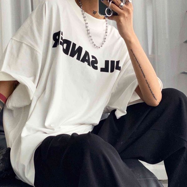 fashion designers jil t shirt sander ss minimalist large silhouette drop shoulder short sleeve tshirt men's and women's loose high, White
fashion designers jil t shirt sander ss minimalist large silhouette drop shoulder short sleeve tshirt men's and women's loose high, White