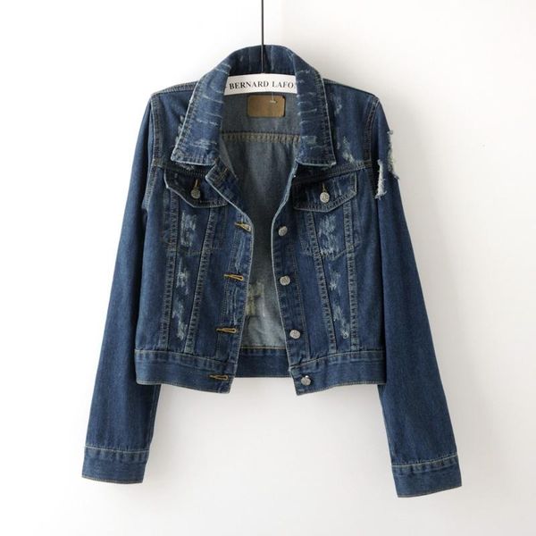 women's jackets 2021 spring vintage hole frayed slim denim jacket women student jeans coat short long sleeve female outerwear, Black;brown
women's jackets 2021 spring vintage hole frayed slim denim jacket women student jeans coat short long sleeve female outerwear, Black;brown