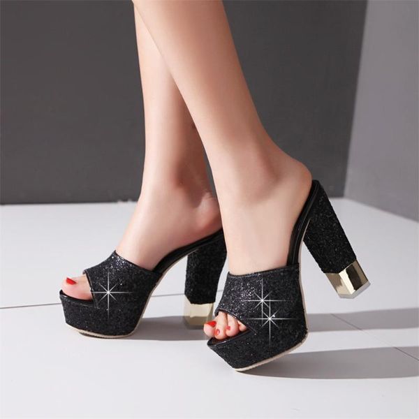 big size 32-43 brand bling mules shoes women summer platform high heels slip-on woman sandals, Black
big size 32-43 brand bling mules shoes women summer platform high heels slip-on woman sandals, Black