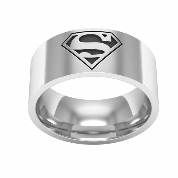 8mm superman symbol rings superhero stainless steel mens band size 6-13, Silver
8mm superman symbol rings superhero stainless steel mens band size 6-13, Silver