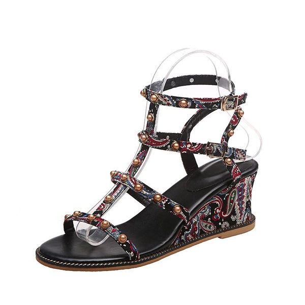 sandals rivet women pumps luxury mule wedges shoes high heels casual platform fashion summer ankle-wrap antiskid lolita, Black
sandals rivet women pumps luxury mule wedges shoes high heels casual platform fashion summer ankle-wrap antiskid lolita, Black