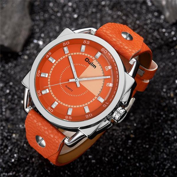 wristwatches oulm watches orange color leather wristwatch big style casual male quartz sport watch military hours erkek kol saati, Slivery;brown
wristwatches oulm watches orange color leather wristwatch big style casual male quartz sport watch military hours erkek kol saati, Slivery;brown