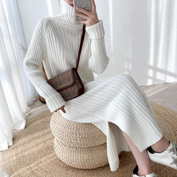 casual dresses women warm white turtleneck sweater long dress autumn winter split thick loose female oversized knitted vestidos, Black;gray
casual dresses women warm white turtleneck sweater long dress autumn winter split thick loose female oversized knitted vestidos, Black;gray