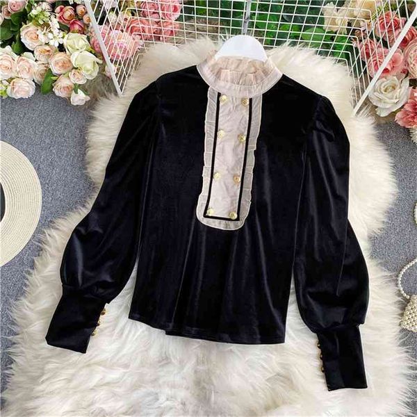 autumn winter black velvet shirt women's wooden ear stitching stand collar puff sleeve loose fashion bottoming uk763 210506, White
autumn winter black velvet shirt women's wooden ear stitching stand collar puff sleeve loose fashion bottoming uk763 210506, White