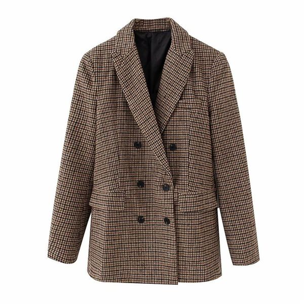women's suits & blazers elegant women double-breasted blazer 2021 autumn office ladies jackets causal female brown plaid loose girls ch, White;black
women's suits & blazers elegant women double-breasted blazer 2021 autumn office ladies jackets causal female brown plaid loose girls ch, White;black