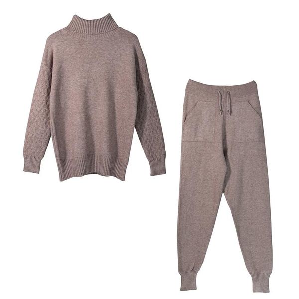 pieces set women knitted tracksuit turtleneck sweater + carrot jogging pants pullover chic outwear 2021 women's tracksuits, Gray
pieces set women knitted tracksuit turtleneck sweater + carrot jogging pants pullover chic outwear 2021 women's tracksuits, Gray