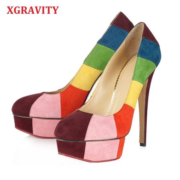 dress shoes xgravity 2021 autumn super high heel genuine leather platform pumps female mix color rainbow round toe shoe c320, Black
dress shoes xgravity 2021 autumn super high heel genuine leather platform pumps female mix color rainbow round toe shoe c320, Black