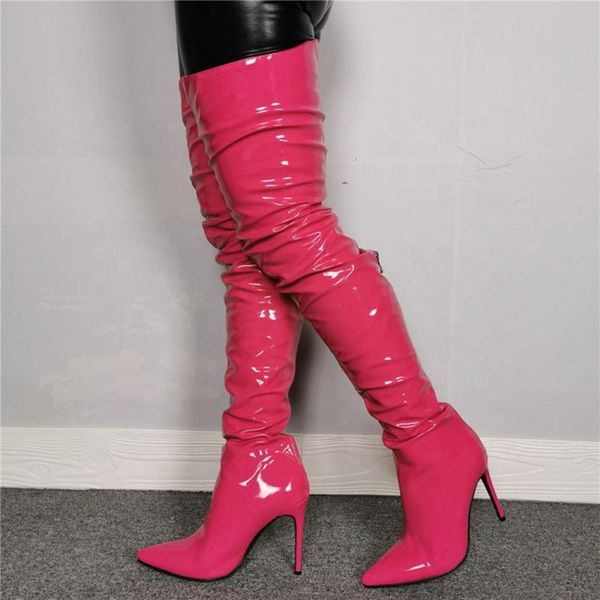 boots candy color back zip patent leather women over knee high stiletto lady pointed toe thigh long booties big size, Black
boots candy color back zip patent leather women over knee high stiletto lady pointed toe thigh long booties big size, Black