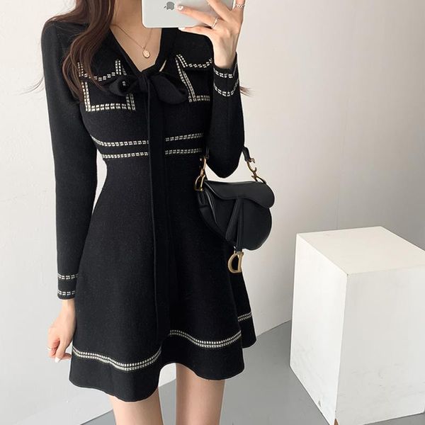 casual dresses korean knitted lace-up bow mini dress women long sleeve a-line elegant fashion ladies vestidos femme sweater, Black;gray
casual dresses korean knitted lace-up bow mini dress women long sleeve a-line elegant fashion ladies vestidos femme sweater, Black;gray