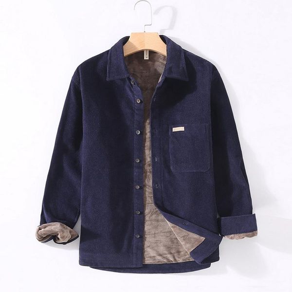 men's casual shirts retro corduroy plus velvet long-sleeved shirt loose thickening warm cotton jacket tide, White;black
men's casual shirts retro corduroy plus velvet long-sleeved shirt loose thickening warm cotton jacket tide, White;black