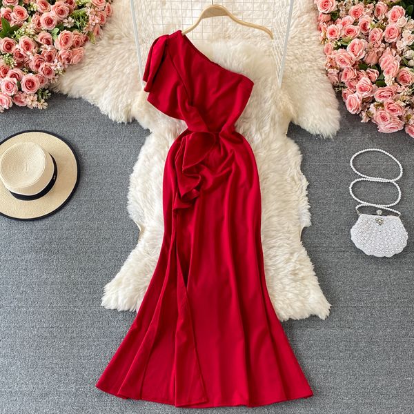 green/red/black party long dress women one shoulder diagonal collar high waist open back robe female vestidos summer, Black;gray
green/red/black party long dress women one shoulder diagonal collar high waist open back robe female vestidos summer, Black;gray