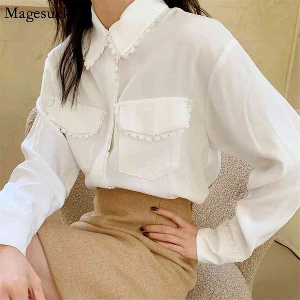 spring single-breasted cotton white shirt lace pockets casual shirts blouses women long sleeve office solid 12714 210512
spring single-breasted cotton white shirt lace pockets casual shirts blouses women long sleeve office solid 12714 210512