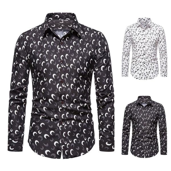 men's casual shirts turn down collar for men moon print blouse button long-sleeved fashion loose cardigan shirt camisas para hombre, White;black
men's casual shirts turn down collar for men moon print blouse button long-sleeved fashion loose cardigan shirt camisas para hombre, White;black