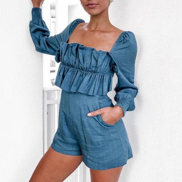 women's jumpsuits & rompers 2021 womens fall korean patchwork blue loose casual long sleeve playsuits skinny pockets short jumpsuit, Black;white
women's jumpsuits & rompers 2021 womens fall korean patchwork blue loose casual long sleeve playsuits skinny pockets short jumpsuit, Black;white