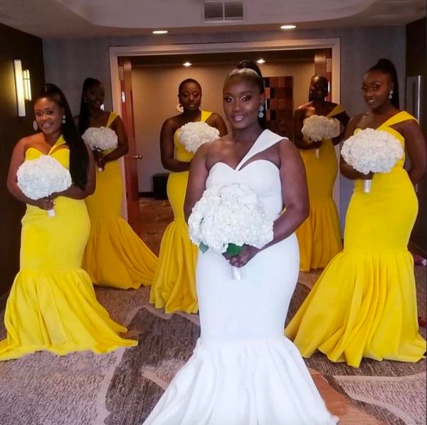 2021 plus size mermaid bridesmaid dresses yellow one shoulder satin african arabic wedding guest dress long maid of honor gowns, White;pink
2021 plus size mermaid bridesmaid dresses yellow one shoulder satin african arabic wedding guest dress long maid of honor gowns, White;pink
